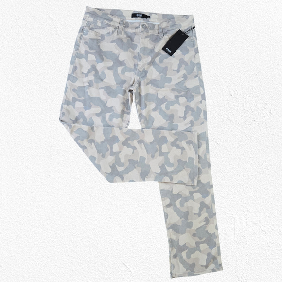 Hudson Camo Green Tan Nico Mid Rise Peyote Straight Leg Split Hem Jeans Size 33 - Picture 1 of 10